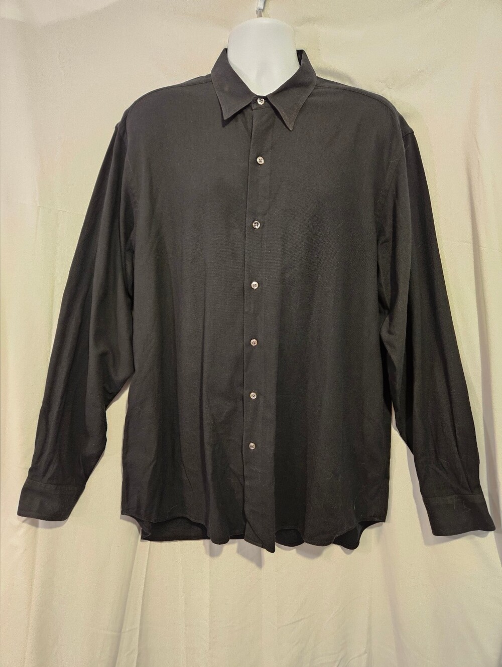 RALPH LAUREN PURPLE LABEL Mens Black 100% Cotton Shirt Made In Italy Size XXL